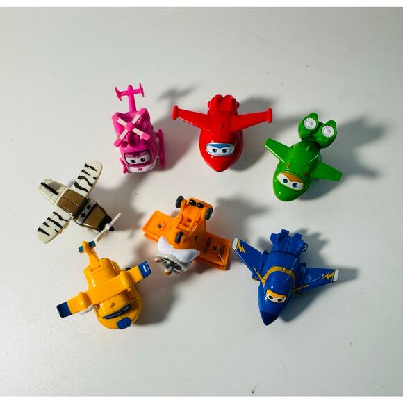 Super Wings Transforming Planes 2" Mini Airplanes Helicopter Vehicles Lot of 7 - Picture 2 of 3